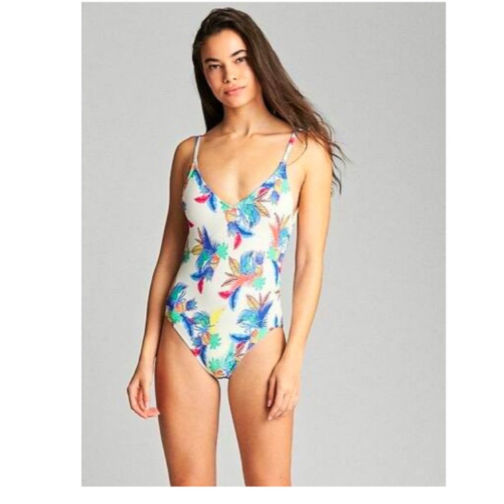 Gap Women's Tropical Floral Strappy Low Back One Piece Swim Suit Sz. XS NWT